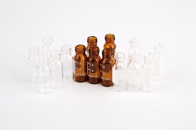 2mL Screw Thread Vial & glass conical insert, amber with label 100/pk